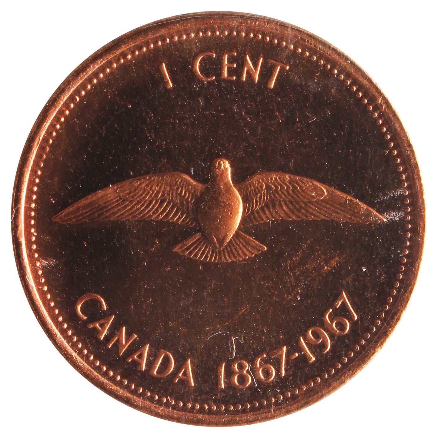 1967 Canada 1-cent ICCS Certified PL-65 Red; Ultra Heavy Cameo