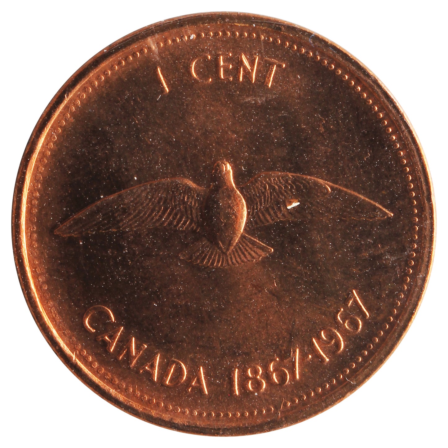 1967 Canada 1-cent ICCS Certified MS-65 Red