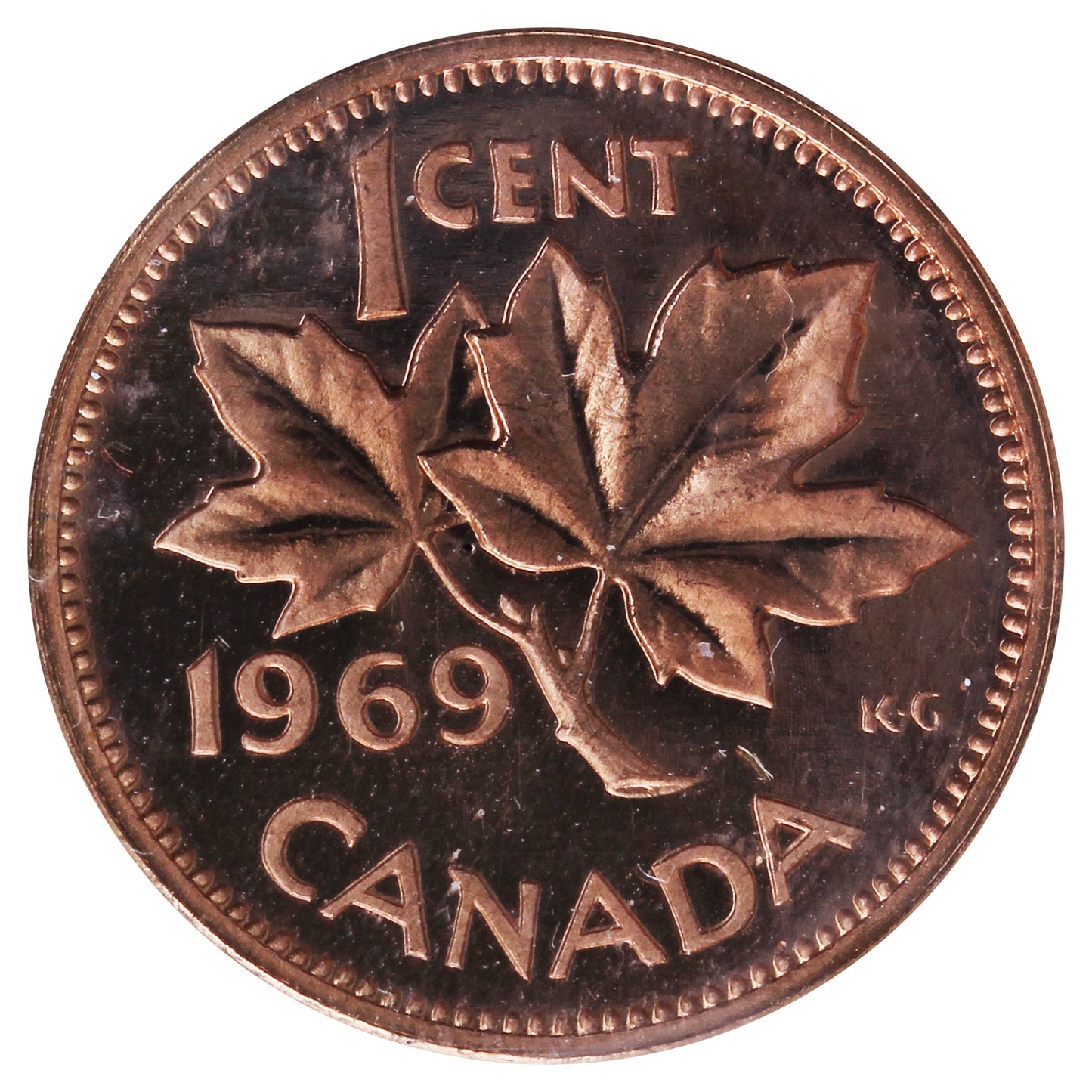 1969 Canada 1-cent ICCS Certified PL-65 Red Heavy Cameo