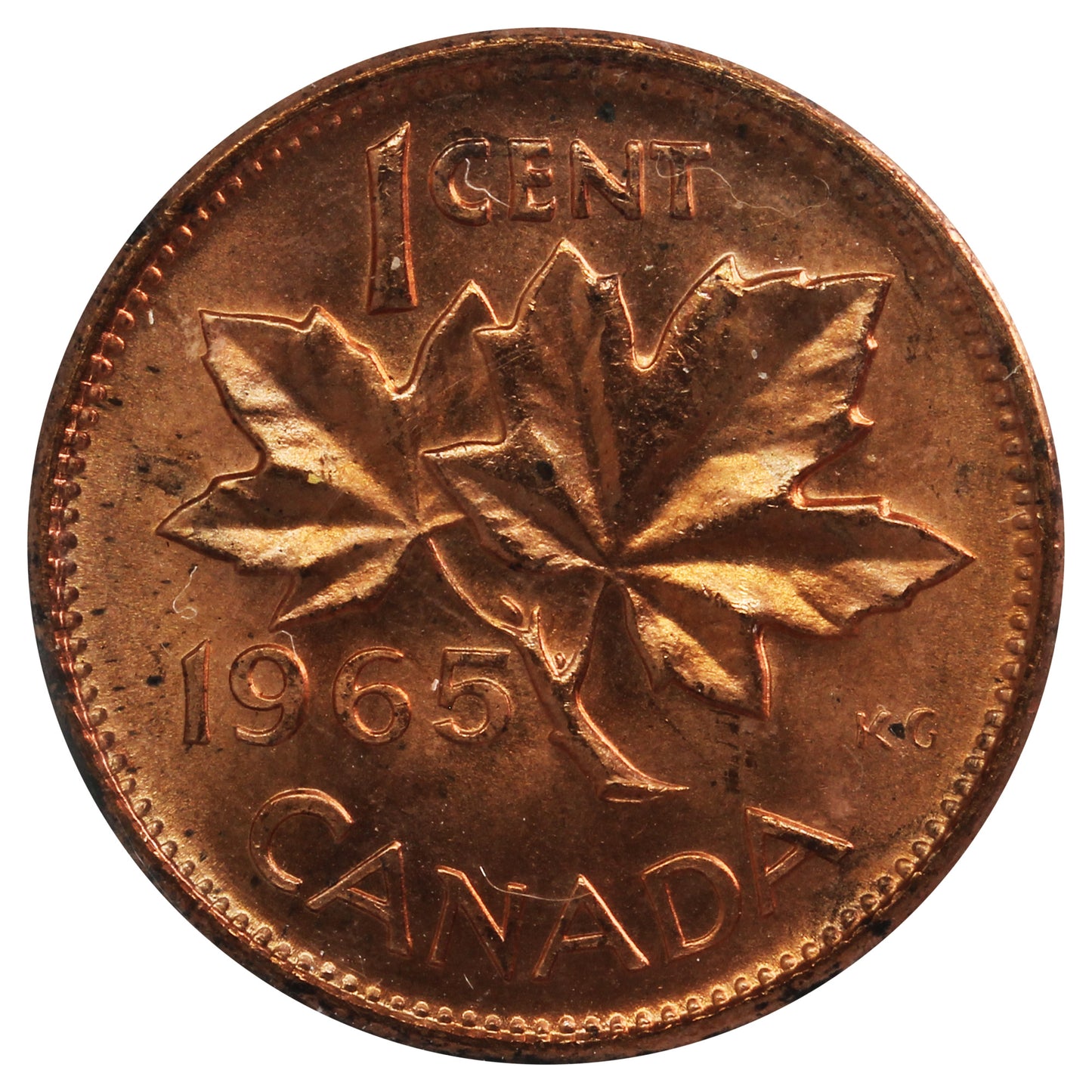 1965 SmBds Blt 5 (Type 2) Canada 1-cent ICCS Certified MS-65 Red