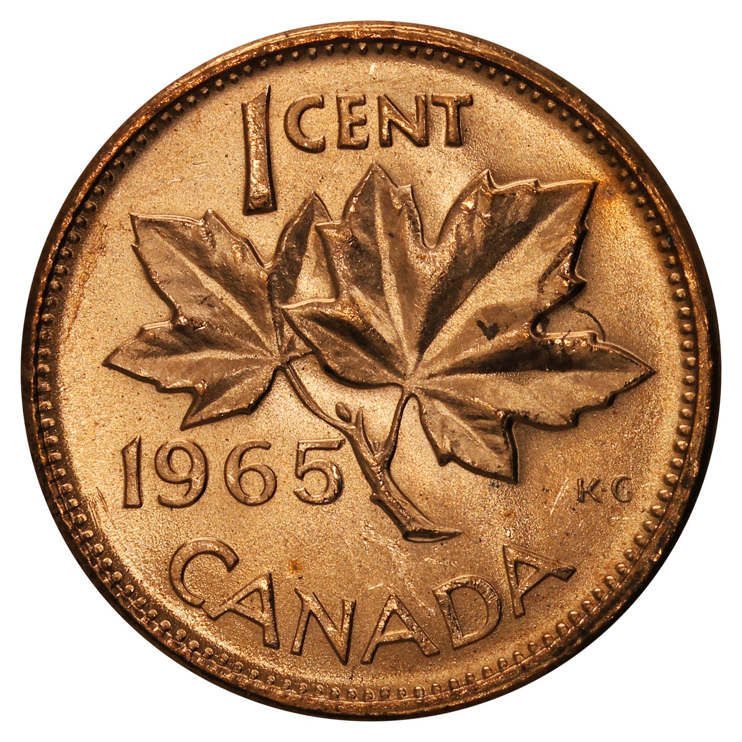 1965 Var. 1 SB P5 Canada 1-cent Choice Brilliant Uncirculated (MS-64)