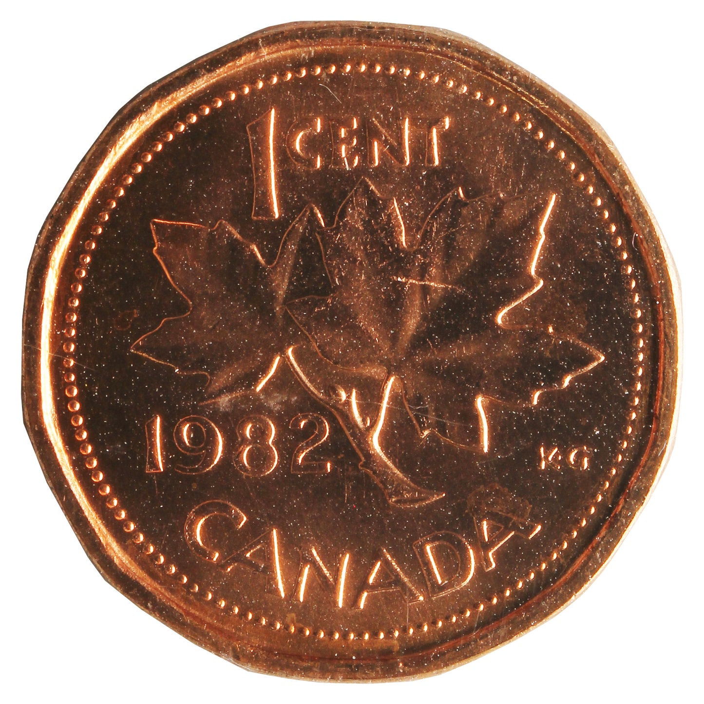 1982 Canada 1-cent ICCS Certified MS-65 Red