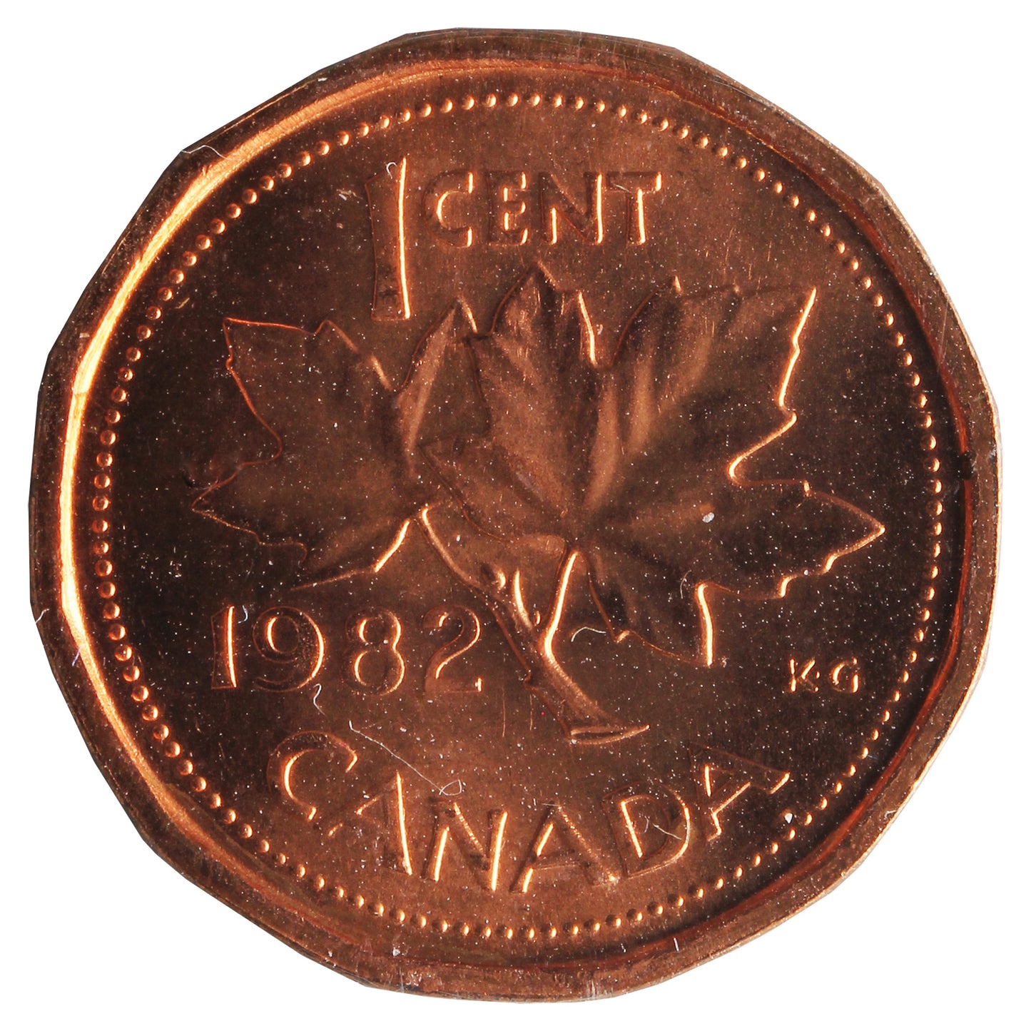 1982 Canada 1-cent ICCS Certified MS-64 Red