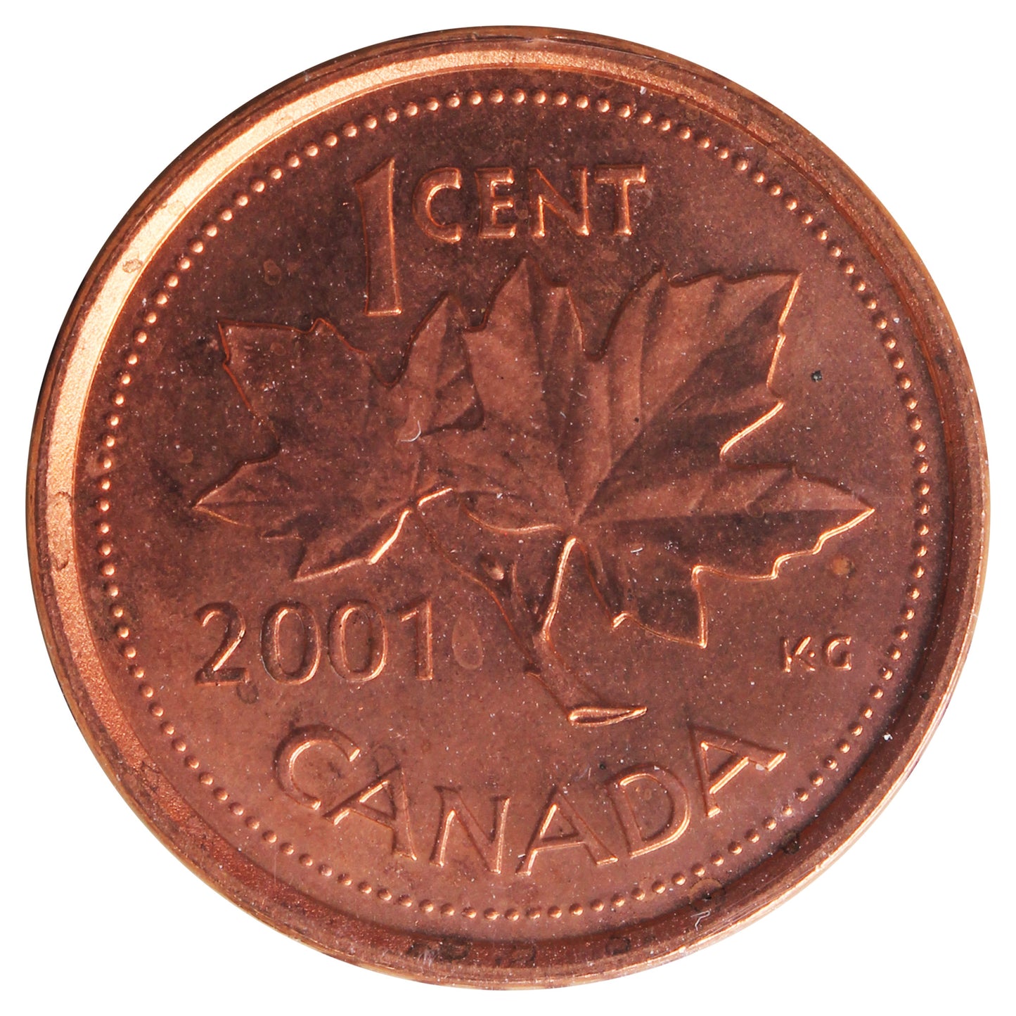 2001 Canada 1-cent ICCS Certified MS-66 Red