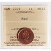 2001 Canada 1-cent ICCS Certified MS-65 Red