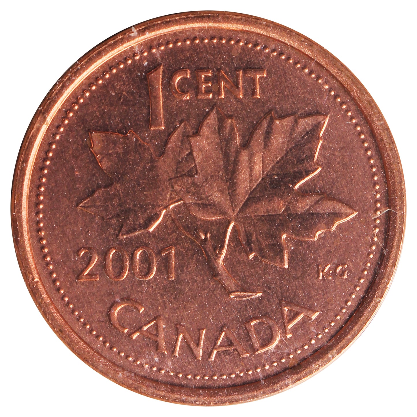 2001 Canada 1-cent ICCS Certified MS-65 Red