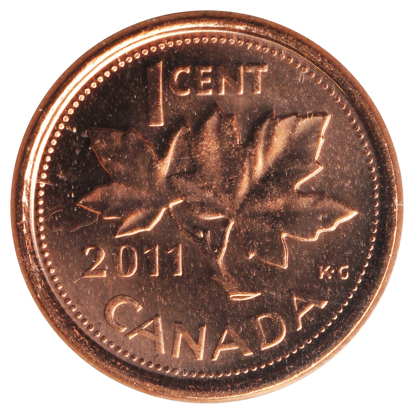 2011 Magnetic Canada 1-cent ICCS Certified MS-65 Red