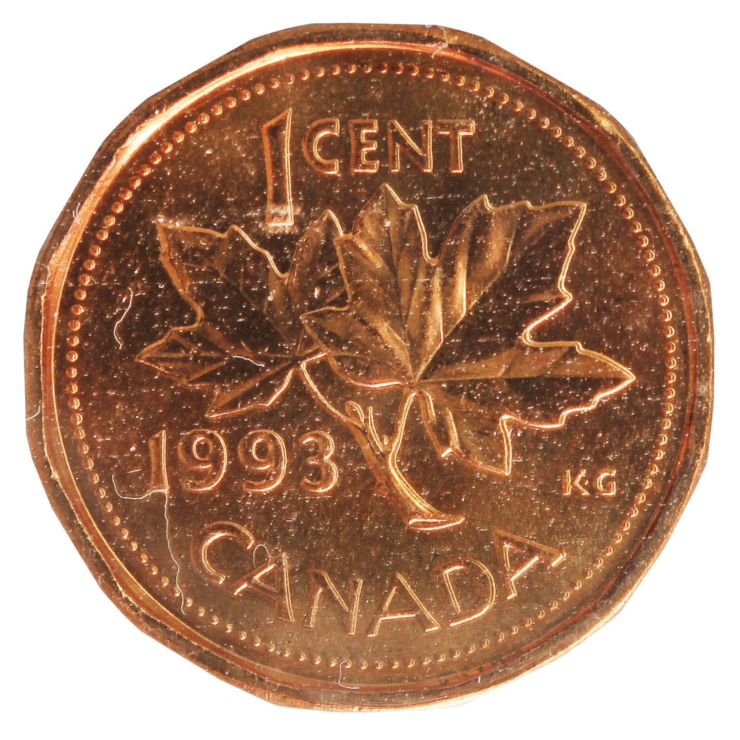 1993 Canada 1-cent ICCS Certified MS-65 Red