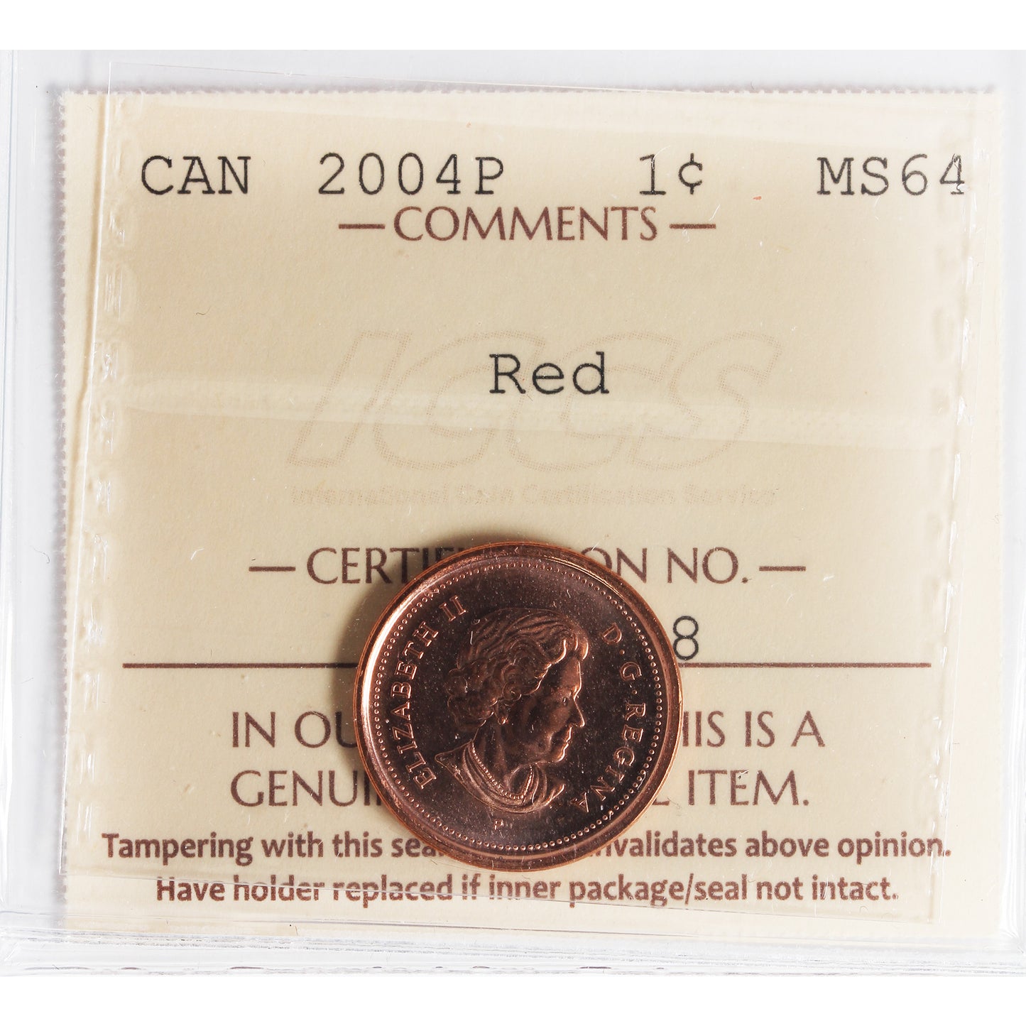 2004P Canada 1-cent ICCS Certified MS-64