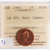 1965 LgBds Bl 5 (Type 3) Canada 1-cent ICCS Certified PL-65 Red, Cameo