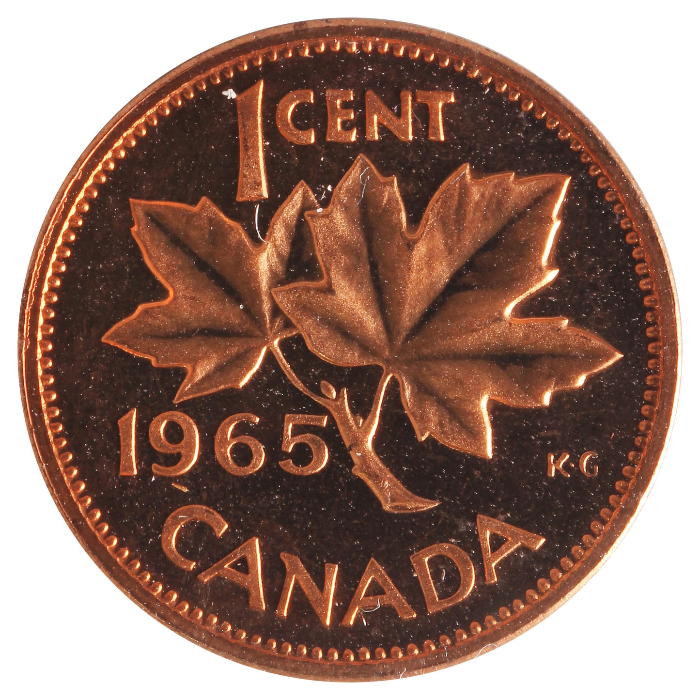 1965 LgBds Bl 5 (Type 3) Canada 1-cent ICCS Certified PL-65 Red, Cameo