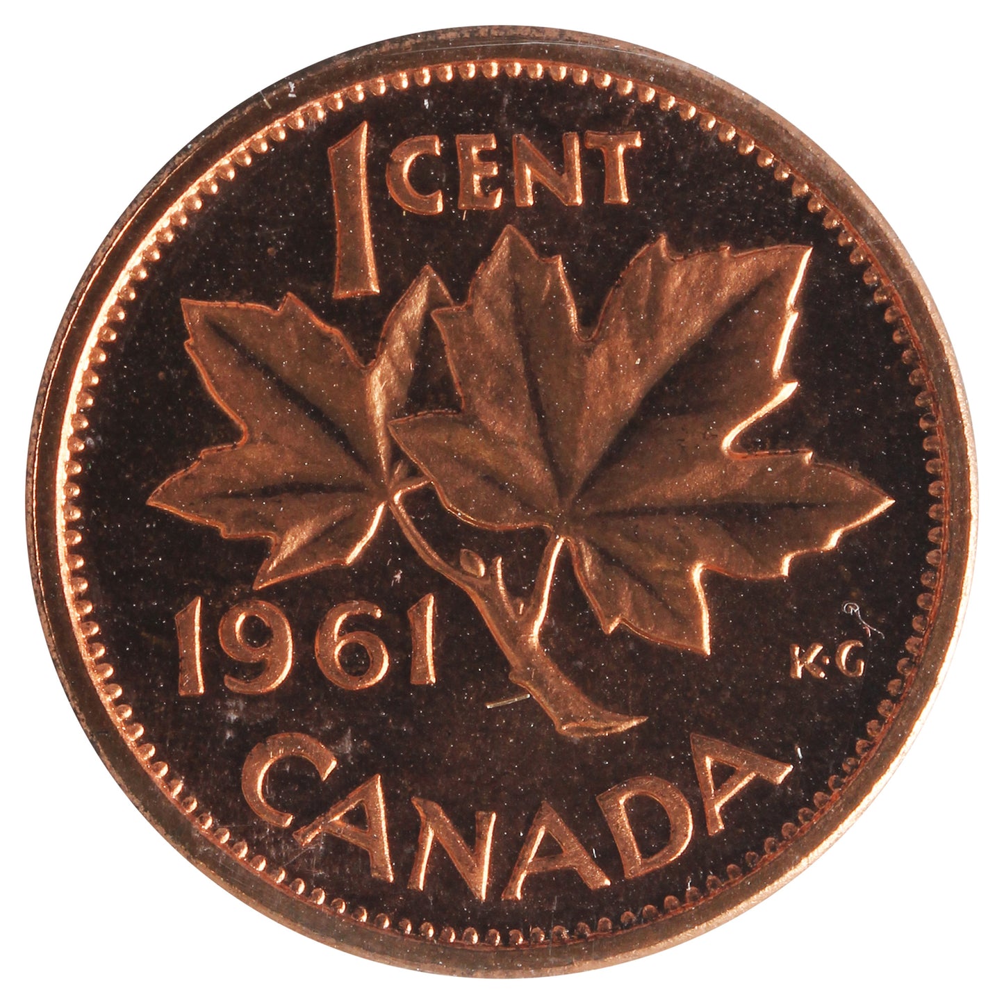 1961 Canada 1-cent ICCS Certified PL-66 Red; UHC