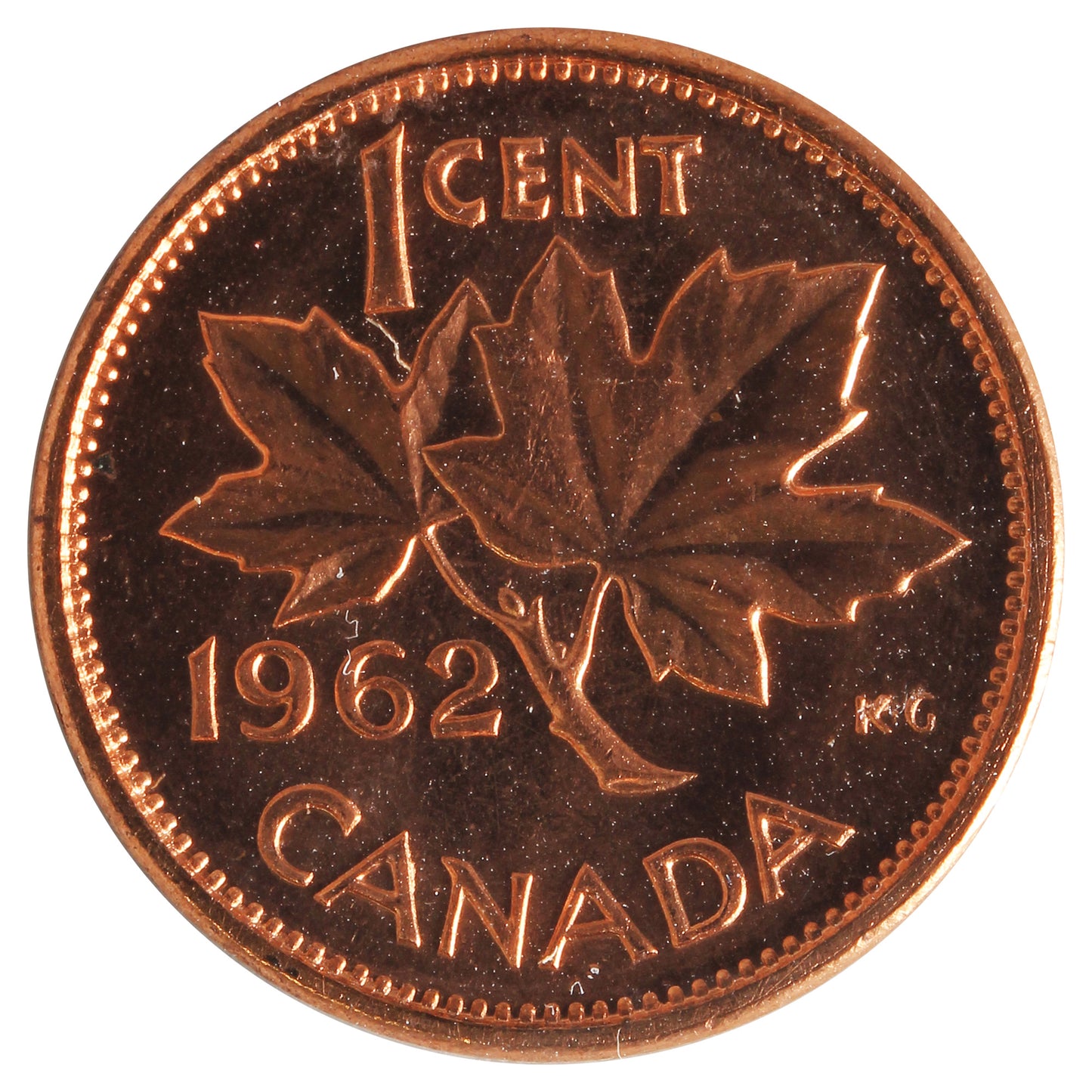 1962 Hanging 2 Canada 1-cent ICCS Certified MS-65 Red