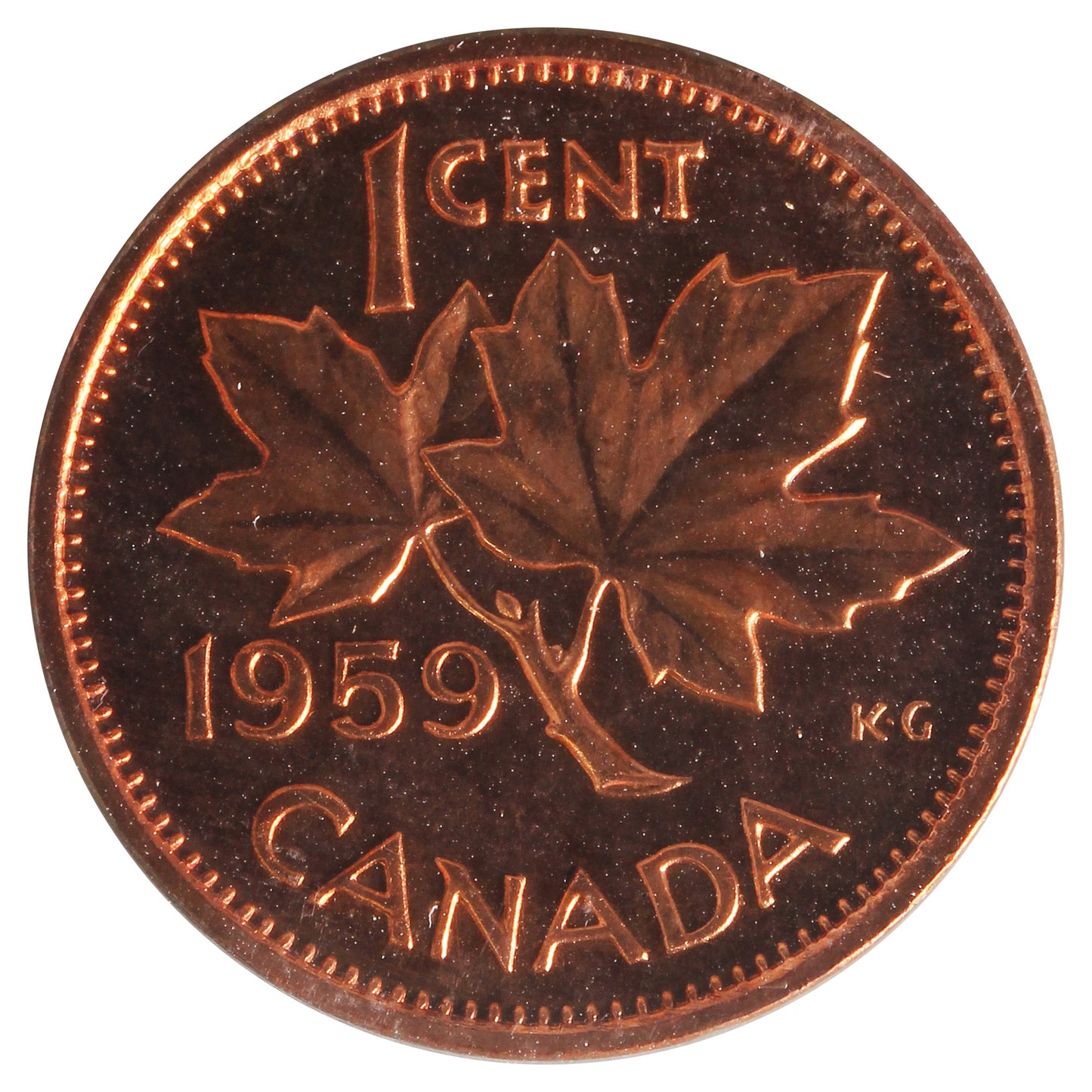 1959 Canada 1-cent ICCS Certified PL-66 Red; UHC