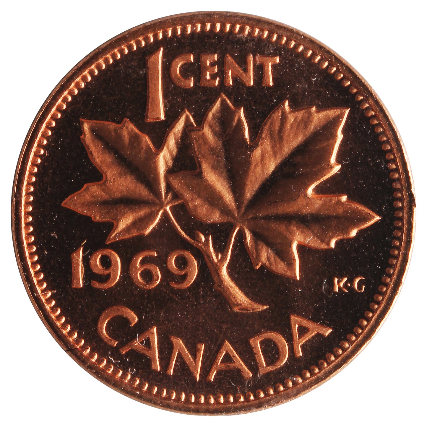 1969 Canada 1-cent ICCS Certified PL-67 Red; Ultra Heavy Cameo