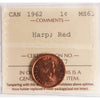 1962 Harp Canada 1-cent ICCS Certified MS-63 Red