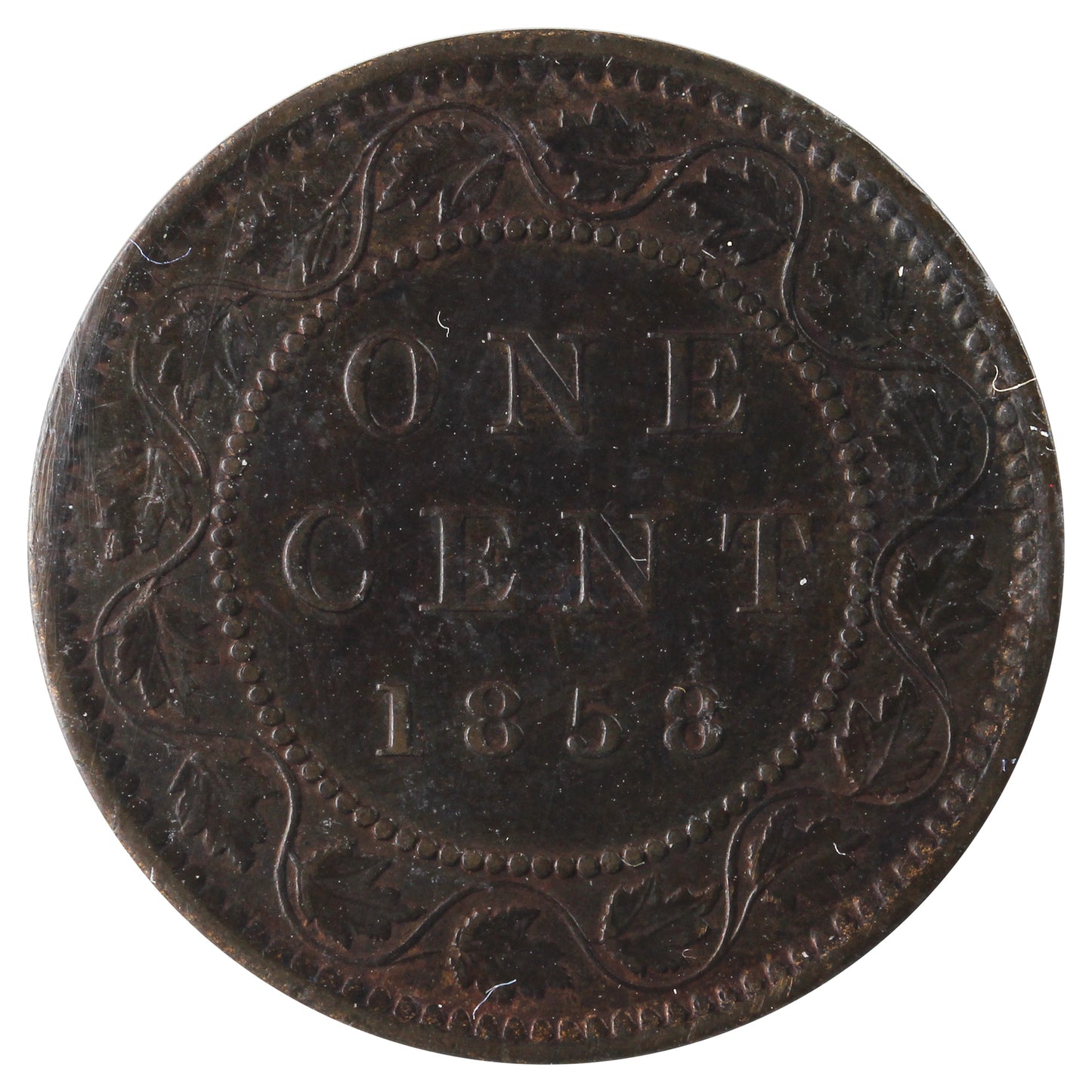 1858 Canada 1-cent ICCS Certified EF-45