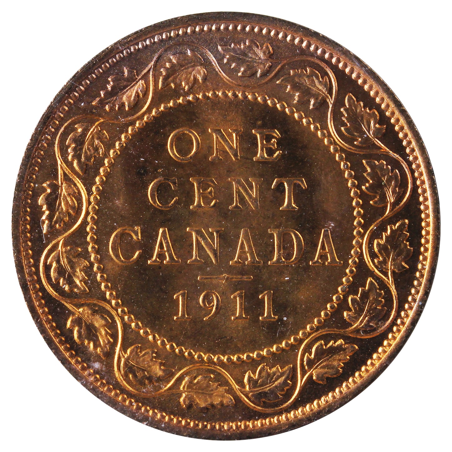 1911 Canada 1-cent ICCS Certified MS-65 Red (NA 207)