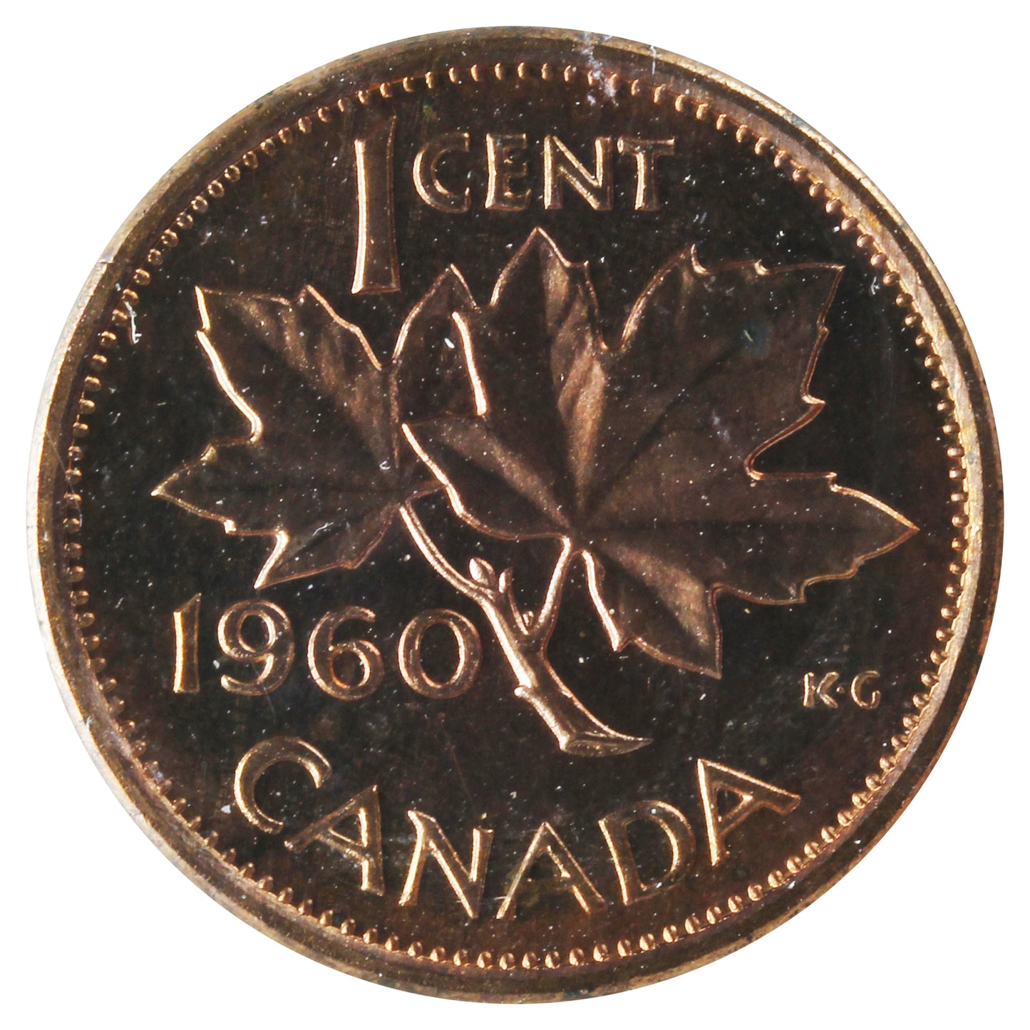 1960 Canada 1-cent ICCS Certified PL-65 Red; Cameo