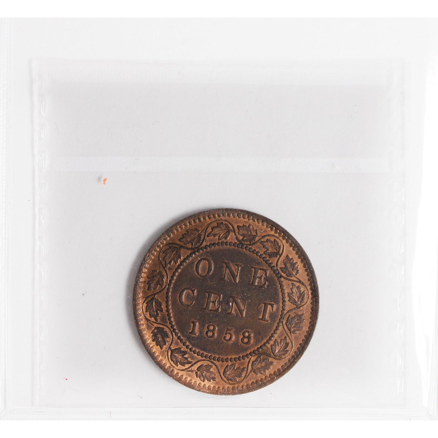 1858 Canada 1-cent ICCS Certified AU-50