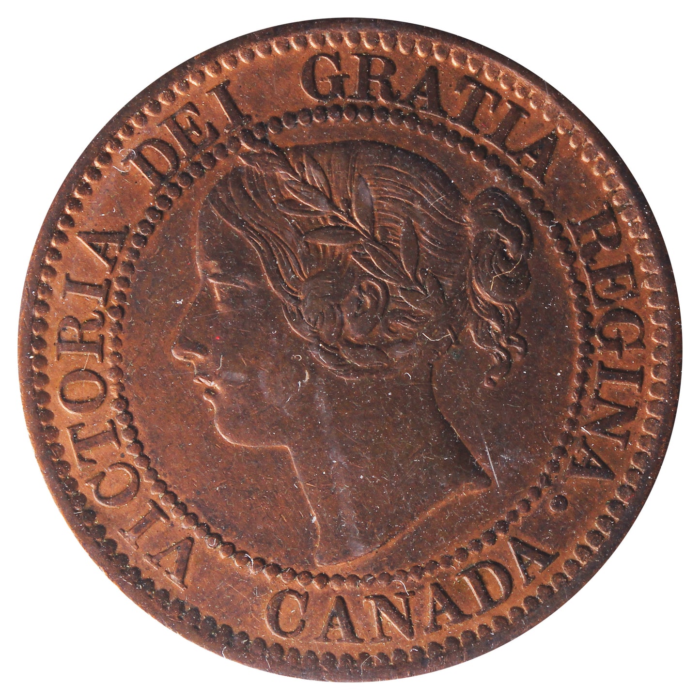 1858 Canada 1-cent ICCS Certified AU-50