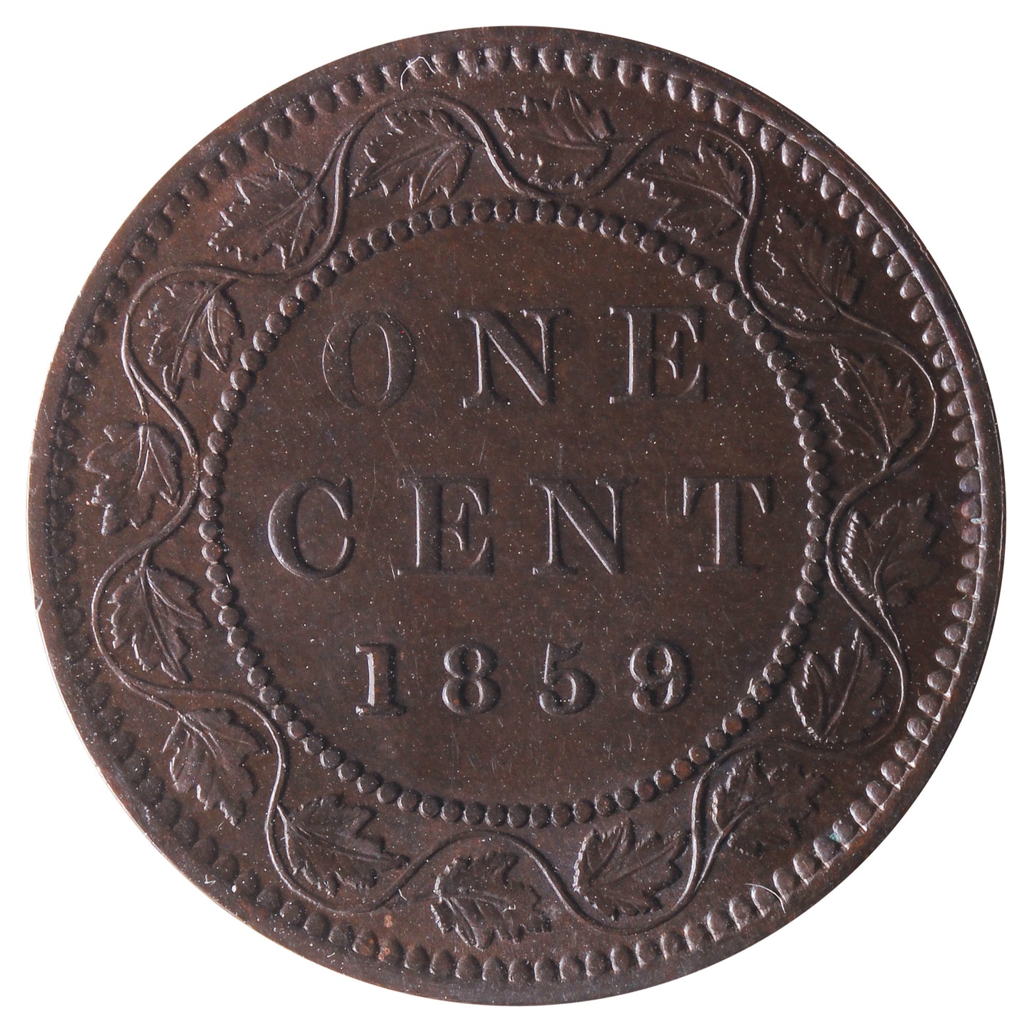 1859 Wide 9/8 Canada 1-cent ICCS Certified AU-55