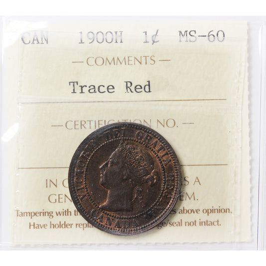 1900H Canada 1-cent ICCS Certified MS-60 Trade Red