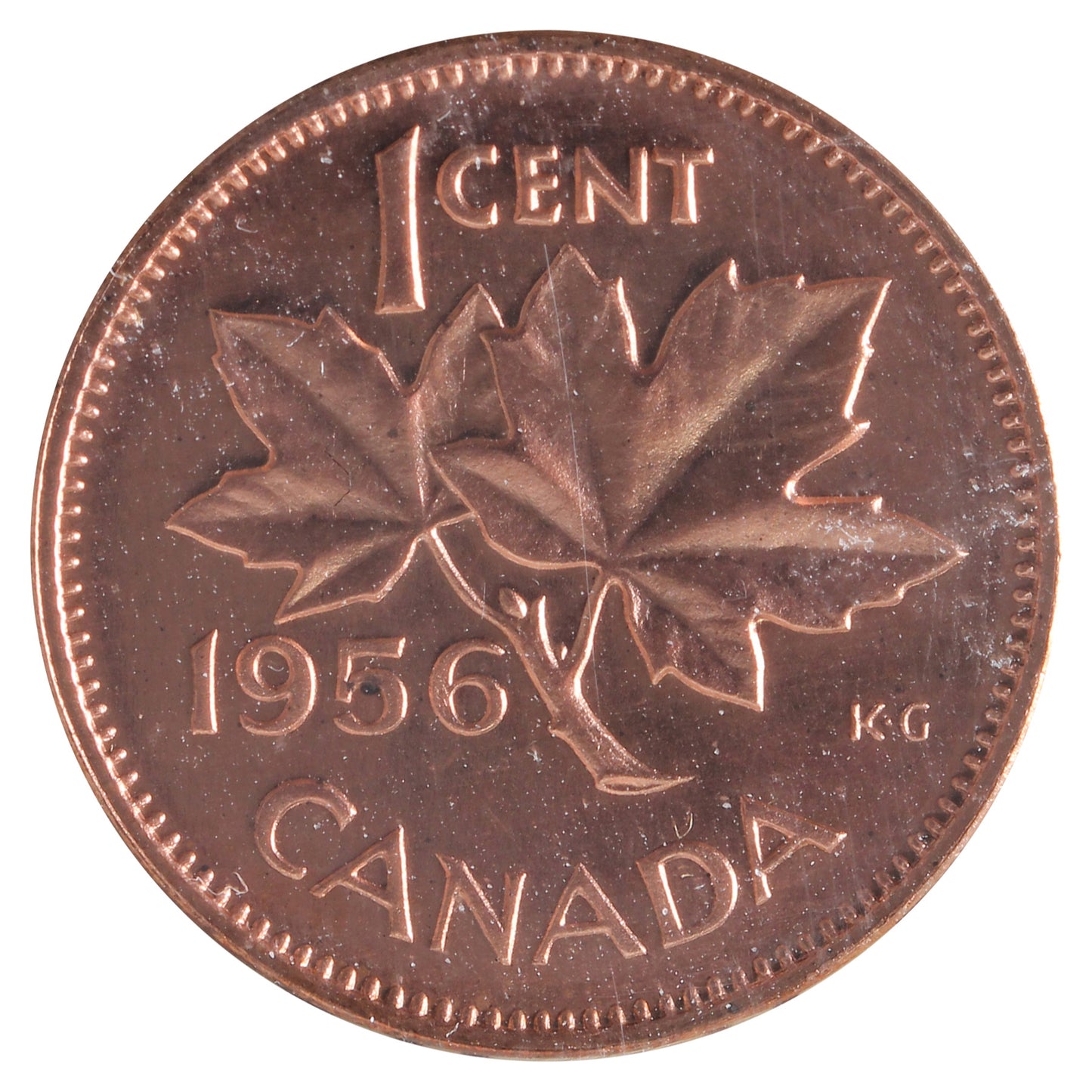 1956 Canada 1-cent ICCS Certified PL-65 Red, Ultra Heavy Cameo