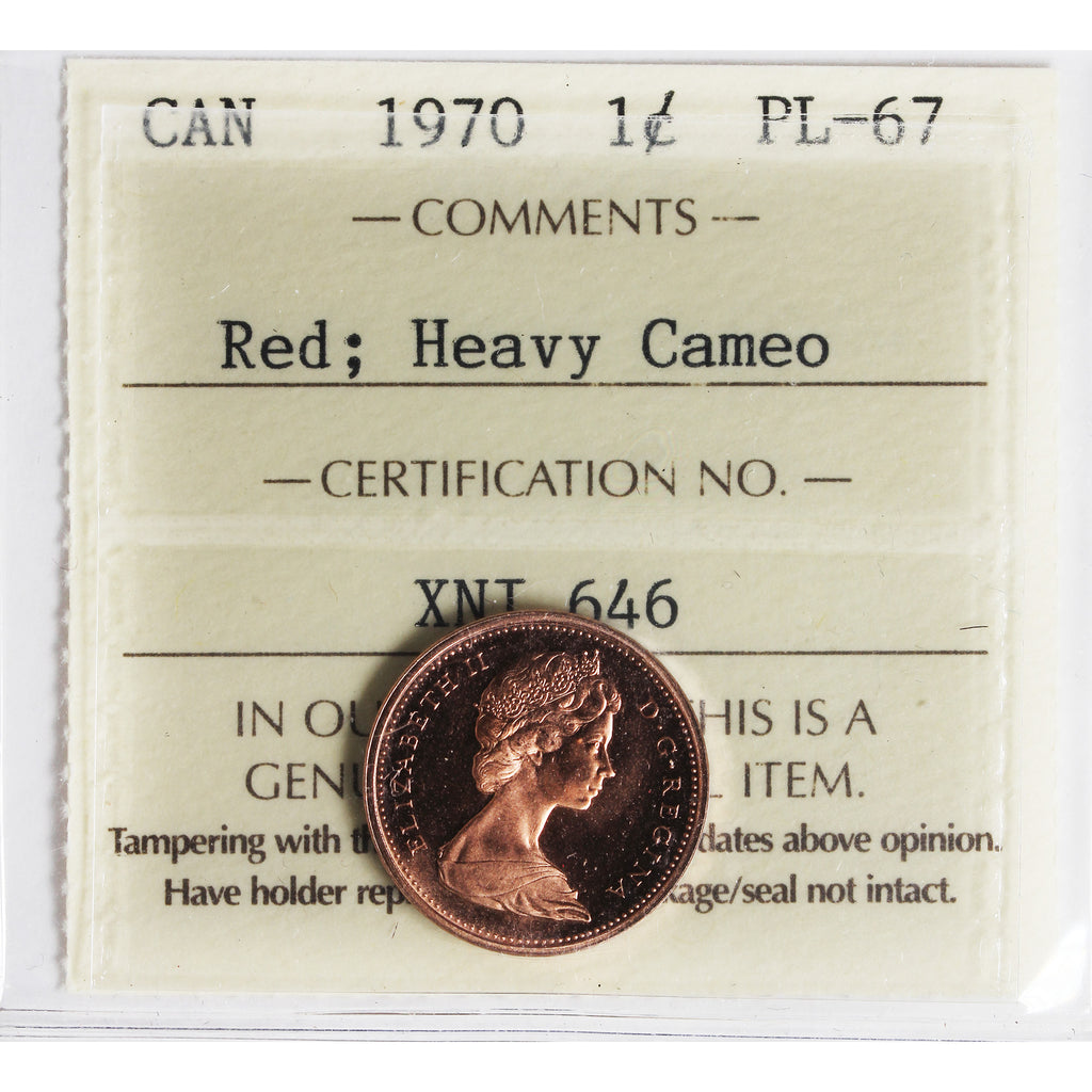 1970 Canada 1-cent ICCS Certified PL-67 Red, Heavy Cameo