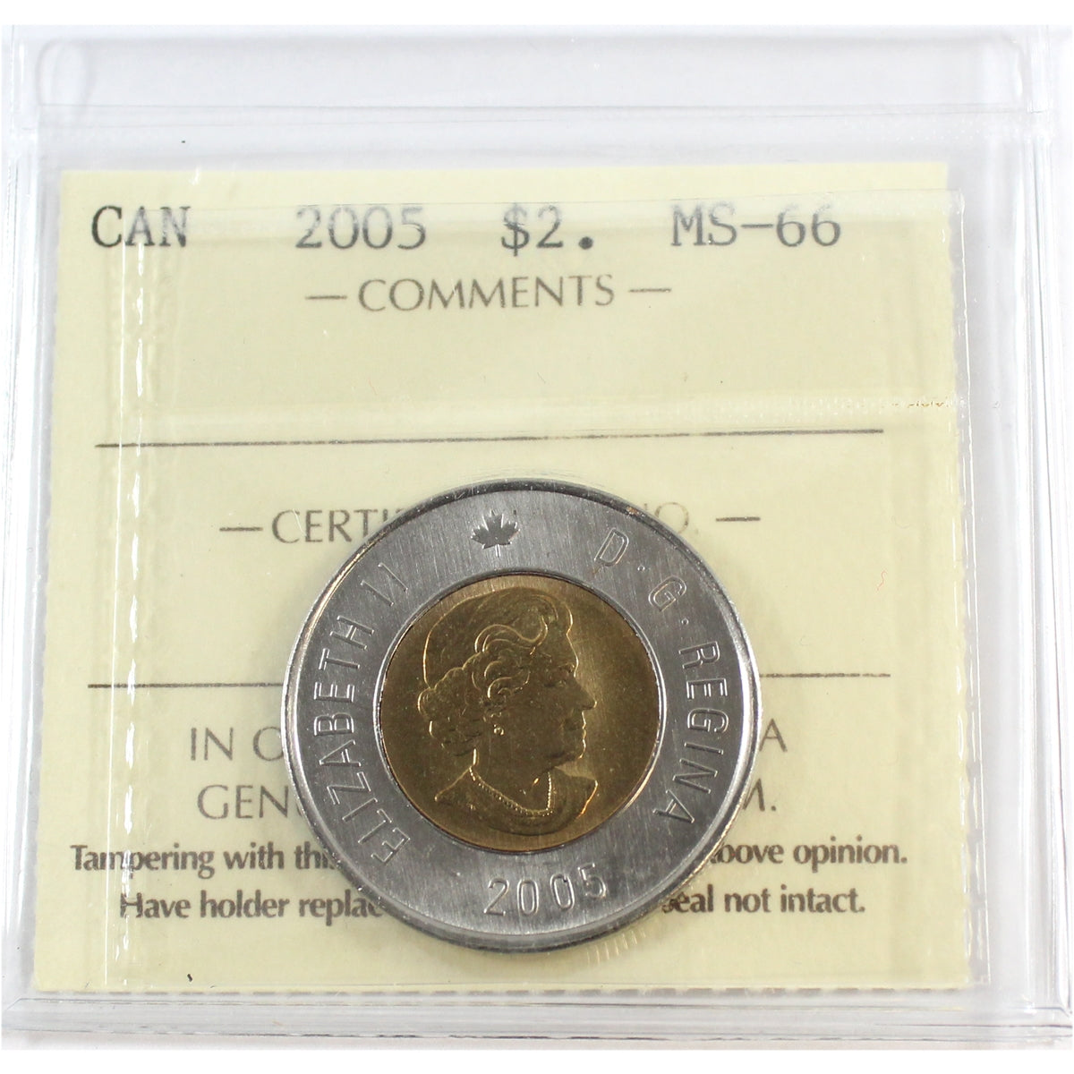 2005 Canada Two Dollar ICCS Certified MS-66