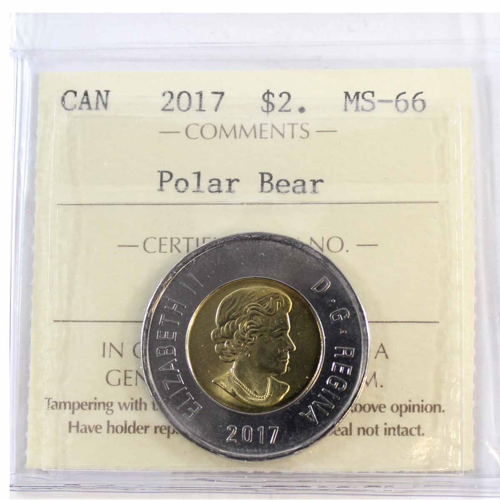 2017 Polar Bear Canada Two Dollar ICCS Certified MS-66