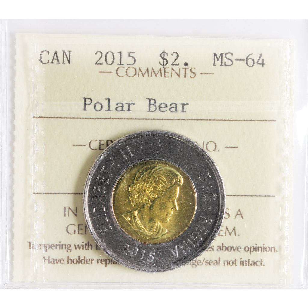 2015 Polar Bear Canada Two Dollars ICCS Certified MS-64