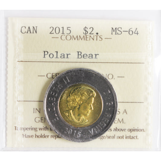 2015 Polar Bear Canada Two Dollars ICCS Certified MS-64