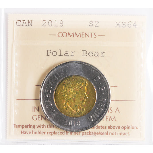 2018 Polar Bear Canada Two Dollars ICCS Certified MS-64