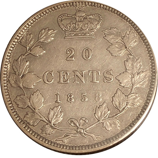 1858 Coinage Canada 20-cents VF-EF (VF-30) $