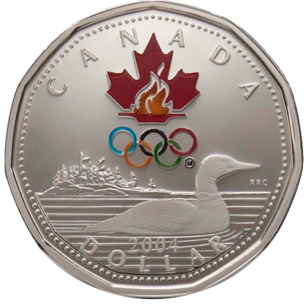 2004 Canada Proof Sterling Silver Coloured Lucky Loon Dollar.