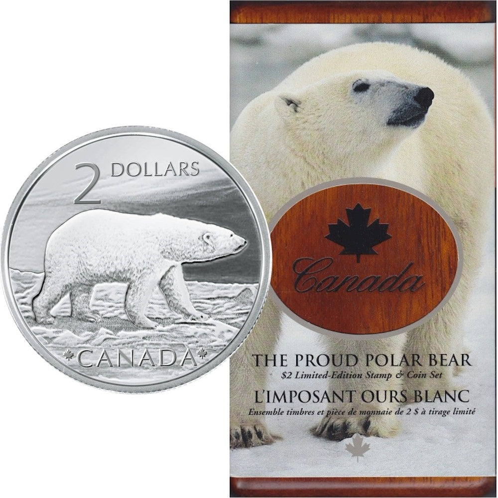 2004 Canada Proud Polar Bear $2 Coin and Stamp Set