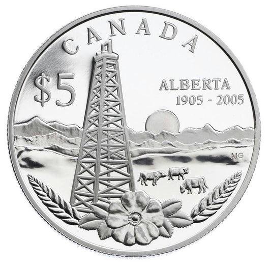 2005 Canada $5 Alberta's Centennial Special Edition Silver (No Tax)