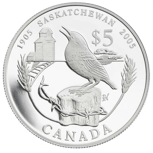 2005 Canada $5 Saskatchewan Centennial Special Edition Silver Coin (TAX Exempt)