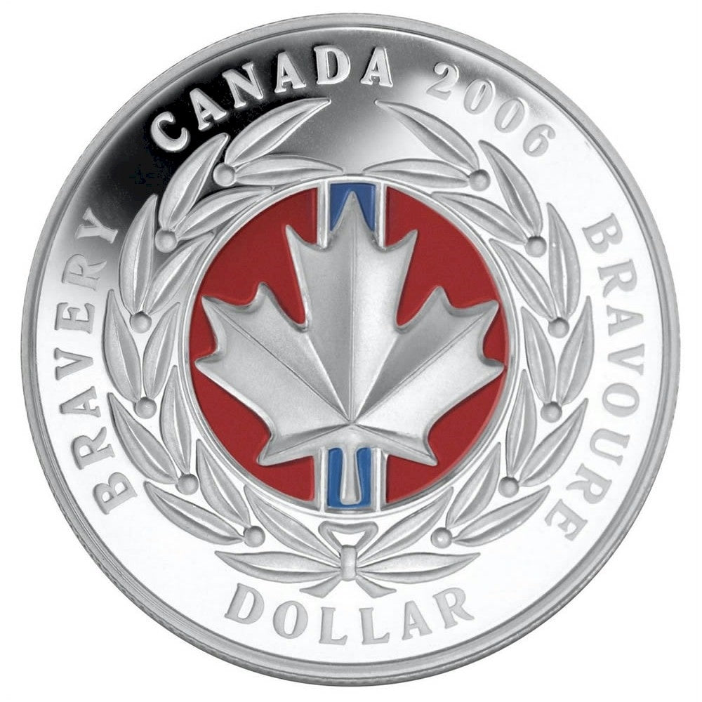 2006 Canada Enamel Proof Silver Dollar Medal of Bravery (No Tax)