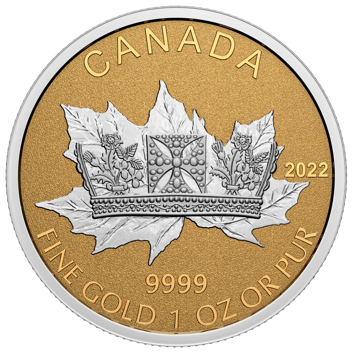 2022 Canada A Shining Crown Pure Gold Fractional Set with Platinum Plated 1oz. (No Tax)