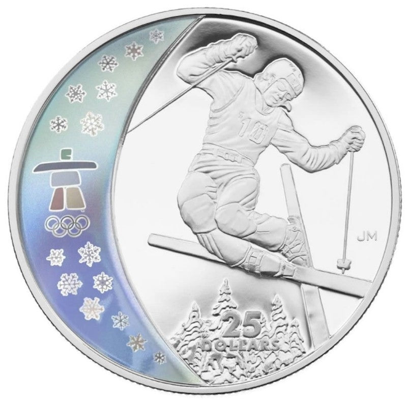 2008 Canada $25 Freestyle Olympic Skiing Sterling Silver Hologram