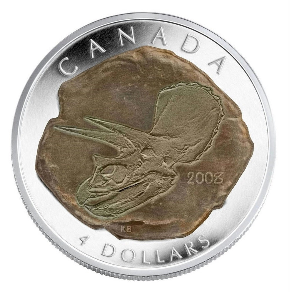 2008 Canada $4 Dinosaur Collection - Triceratops Fine Silver (No Tax)