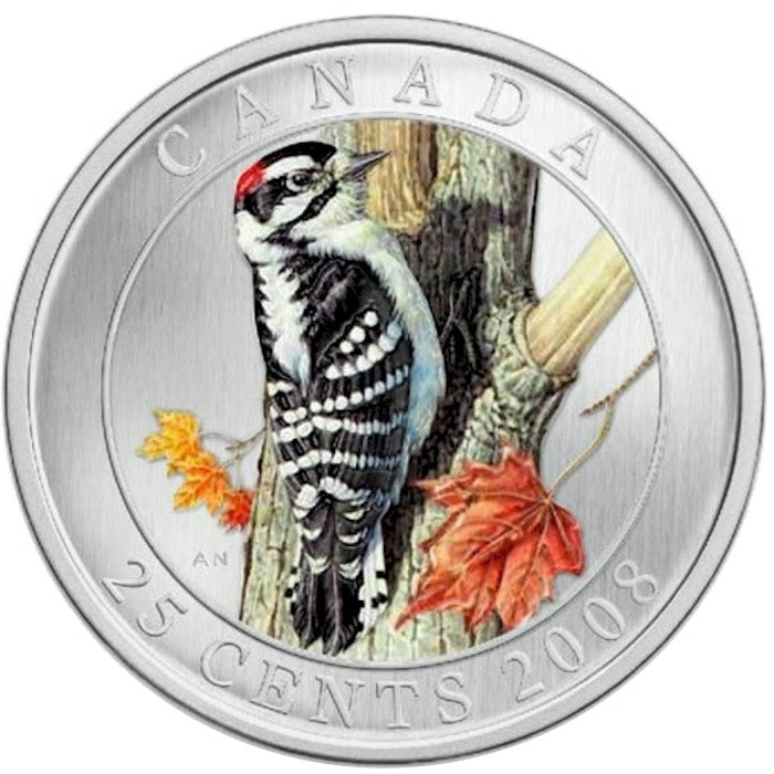 2008 25-cent Birds of Canada - Downy Woodpecker