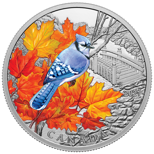 2021 Canada $20 Colourful Birds - Blue Jay Fine Silver (No Tax)