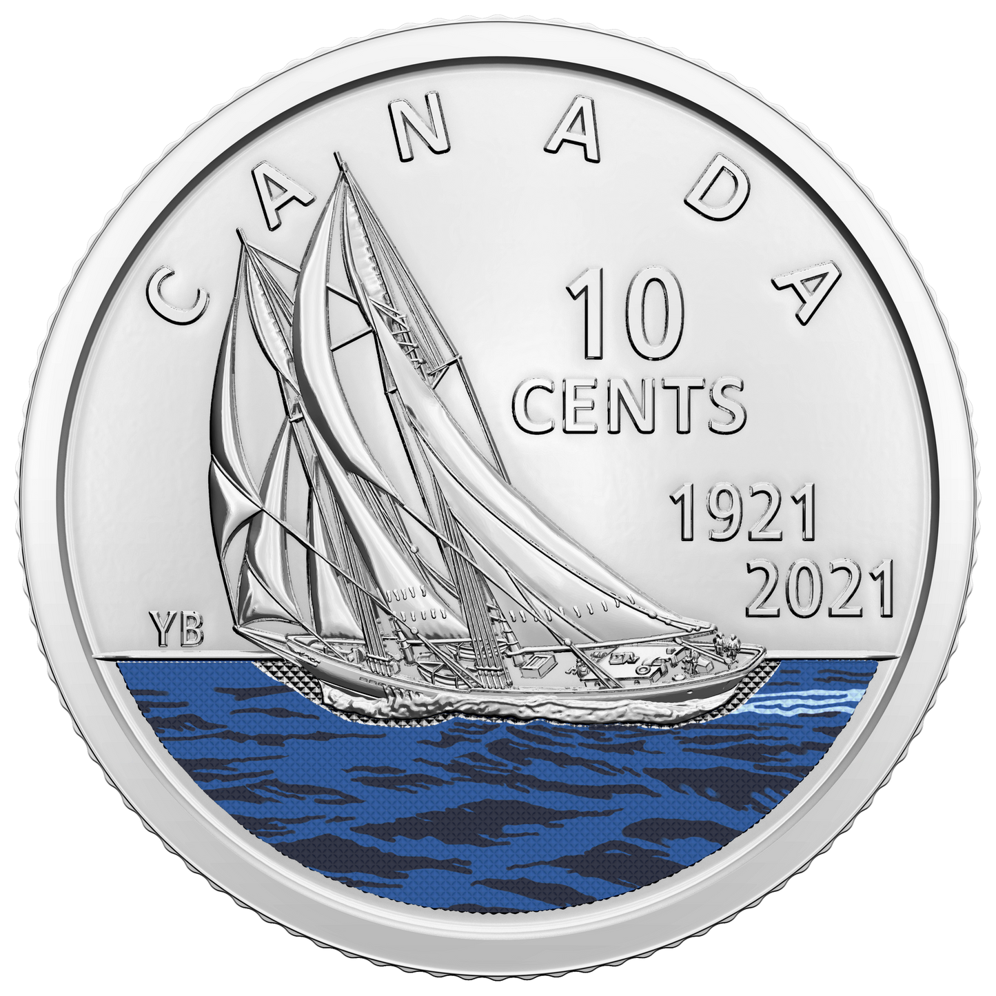 2021 Coloured Bluenose Canada 10-cent Brilliant Uncirculated (MS-63)