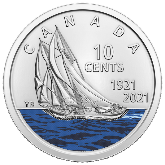 2021 Coloured Bluenose Canada 10-cent Brilliant Uncirculated (MS-63)