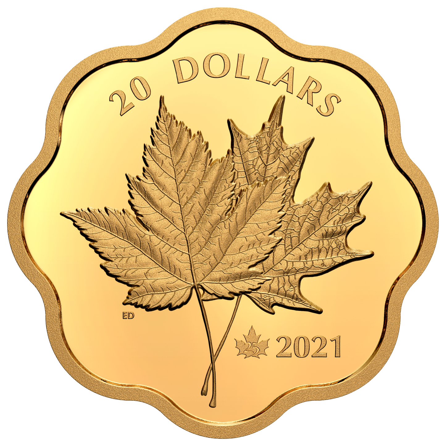 2021 Canada $20 Iconic Maple Leaves Gold Plated Fine Silver (No Tax)