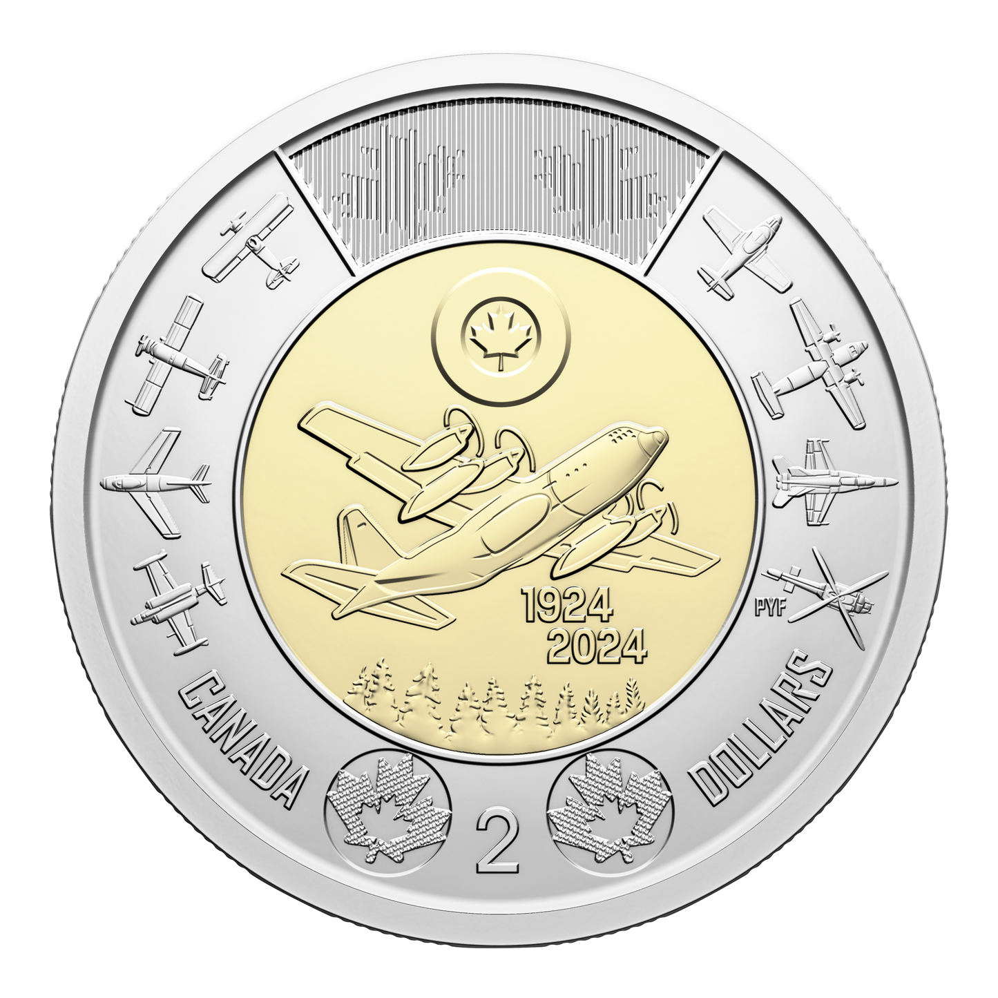 2024 Uncoloured Canada $2 100th Anniversary of the RCAF Brilliant Uncirculated (MS-63)