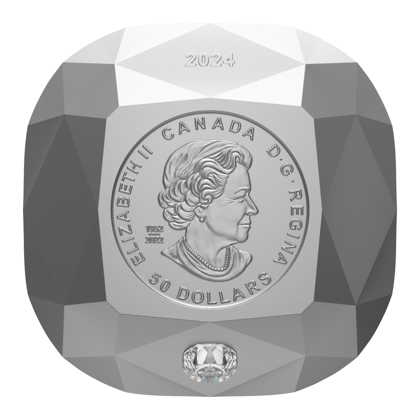 2024 Canada $50 De Beers Ideal Cushion Diamond Fine Silver Diamond Shaped (No Tax)